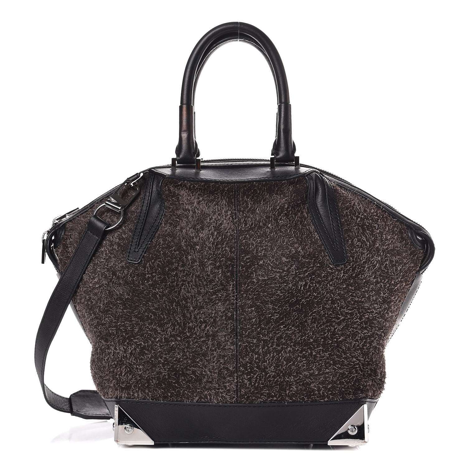 Alexander Wang Trimmed Fleece Suede Small Emile Black Silver Hardware 1 of 15