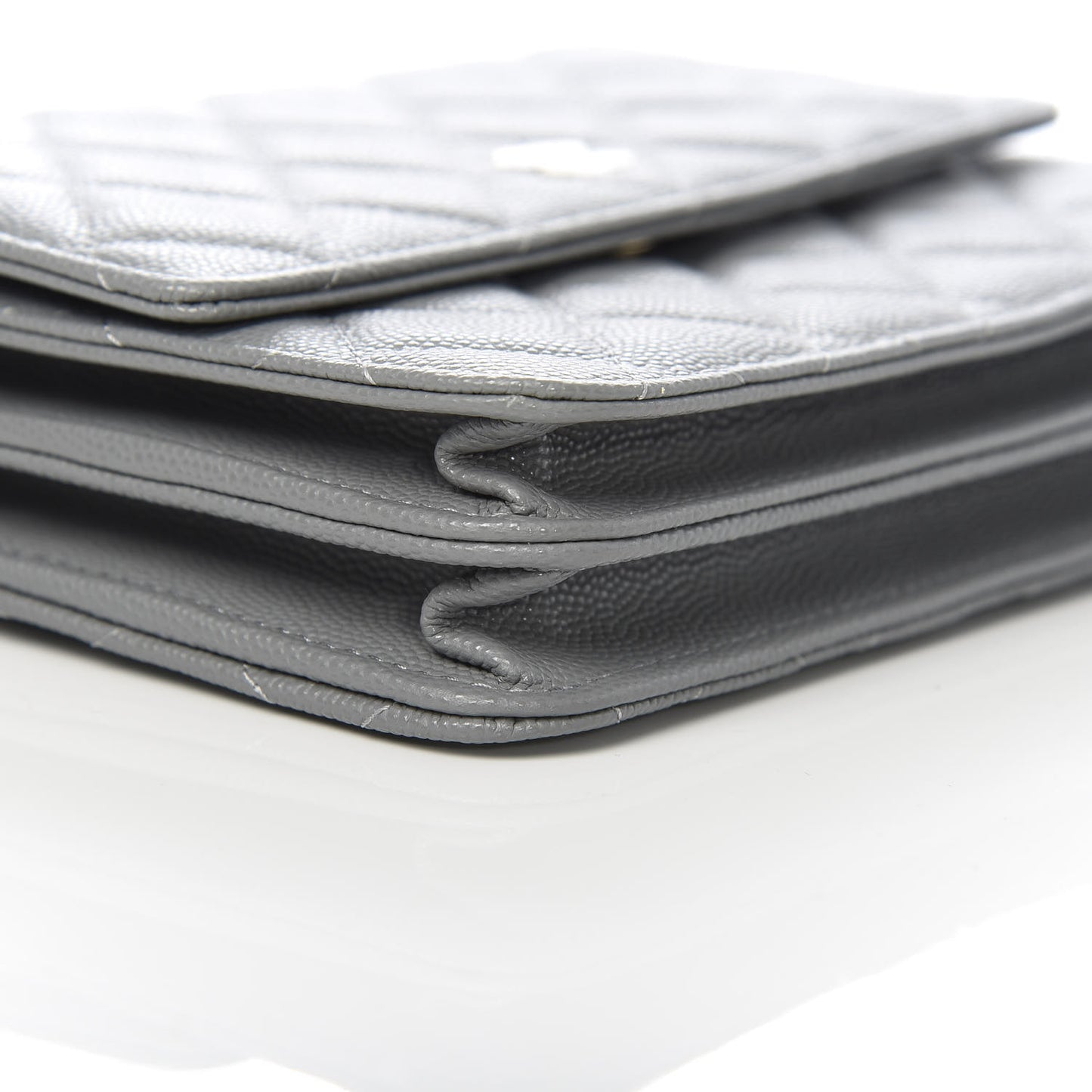 Caviar Quilted Square Wallet On Chain WOC Grey