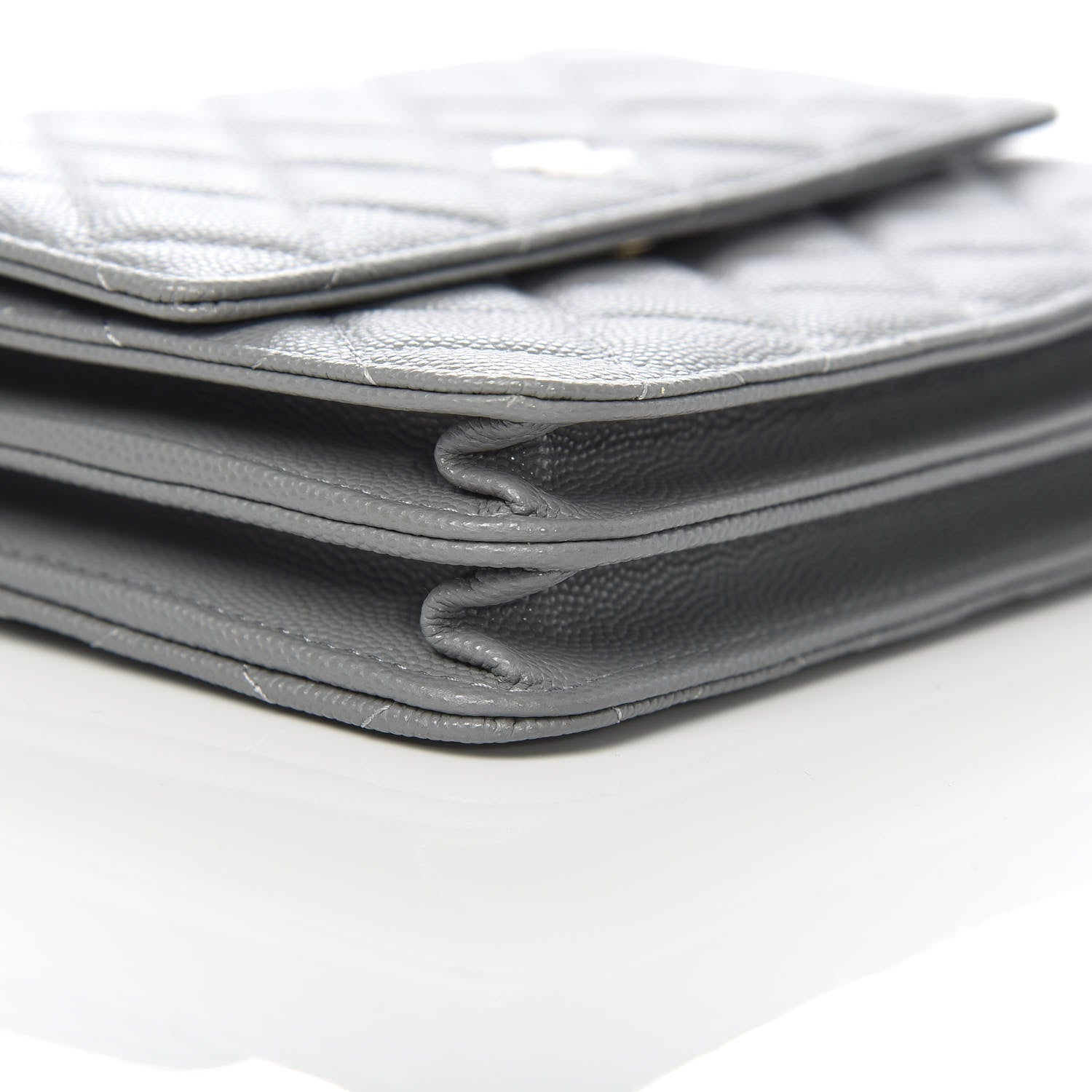 Chanel Caviar Quilted Square Wallet On Chain WOC Grey 9 of 12