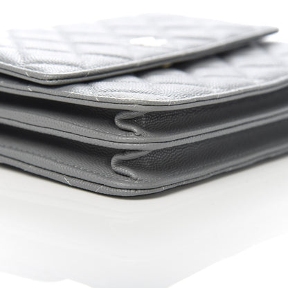 Chanel Caviar Quilted Square Wallet On Chain WOC Grey 9 of 12