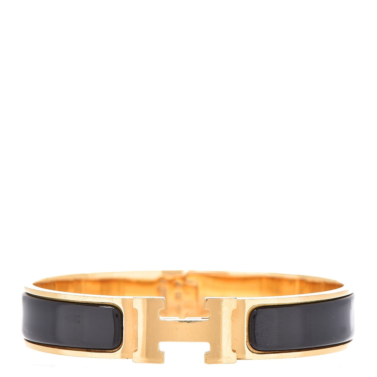 Enamel Narrow Clic Clac H Bracelet GM Black