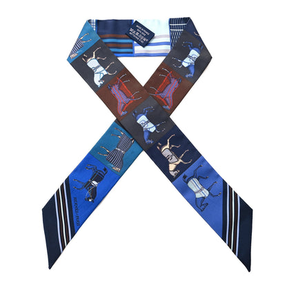 Hermes Silk Couvertures Nouvelles Twilly Marine Noisette Ciel 1 of 4