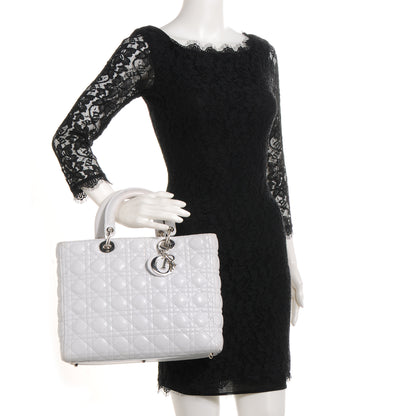 Christian Dior Lambskin Cannage Large Lady Dior White 2 of 9