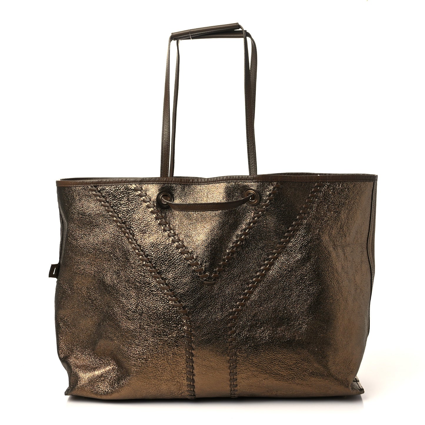 Metallic Calfskin Large Neo Double Reversible Tote Brown