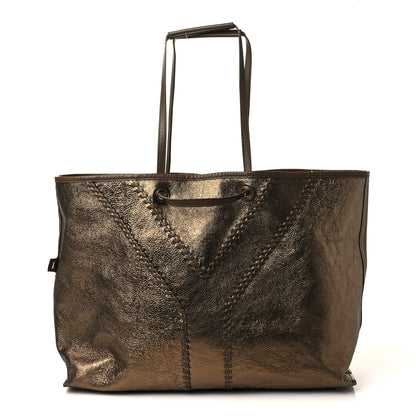 Saint Laurent Metallic Calfskin Large Neo Double Reversible Tote Brown 2 of 8