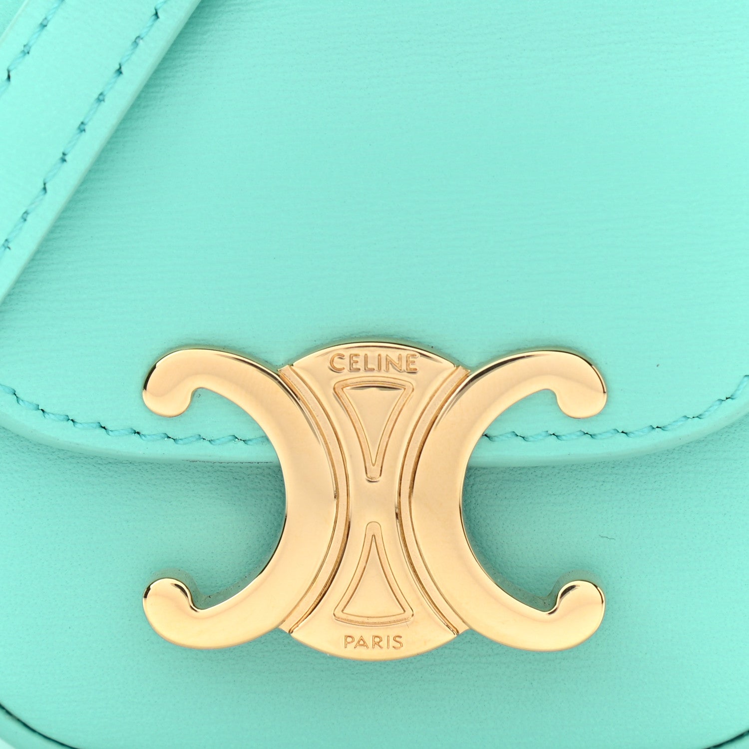 Celine Calfskin Triomphe Airpods Case With Strap Turquoise 9 of 12