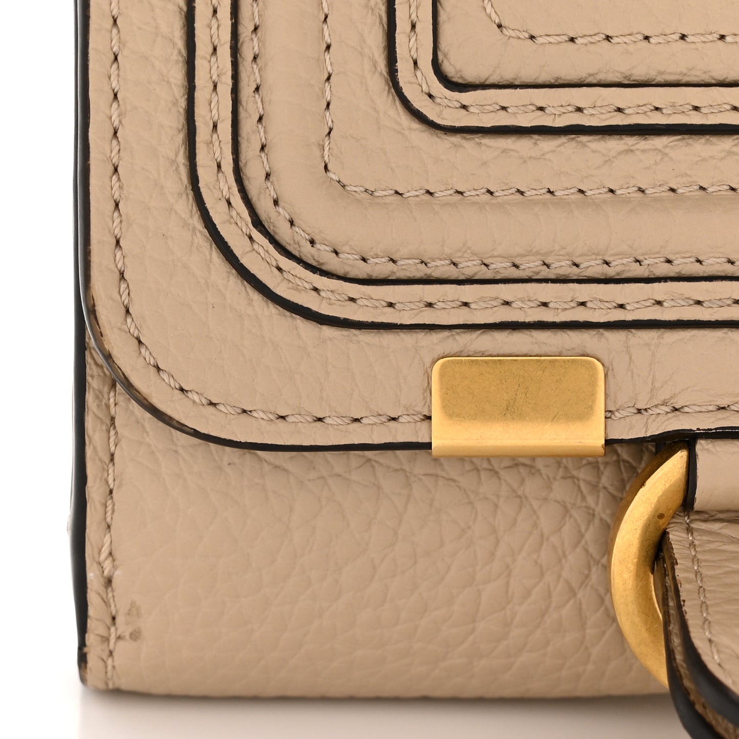 Grained Calfskin Marcie Square Wallet Root Beige