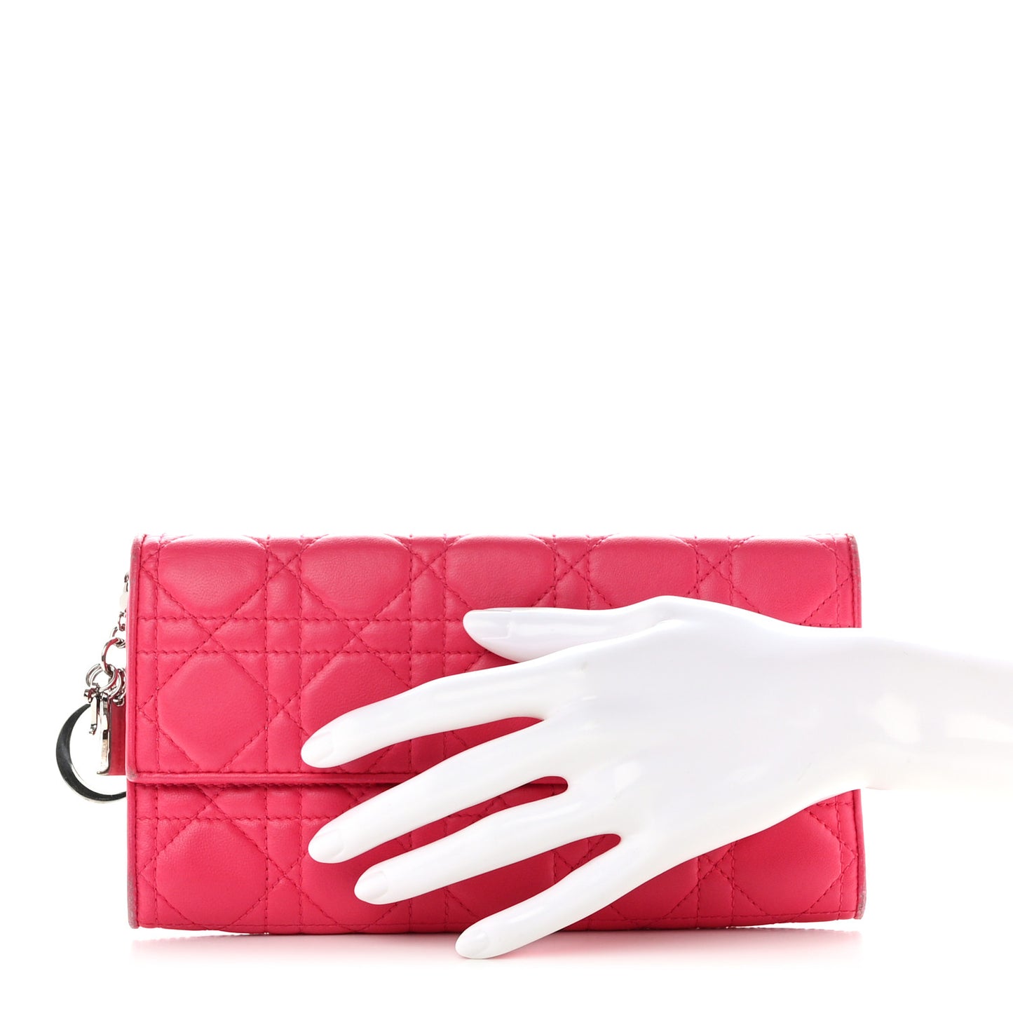 Lambskin Cannage Lady Dior Flap Wallet Pink