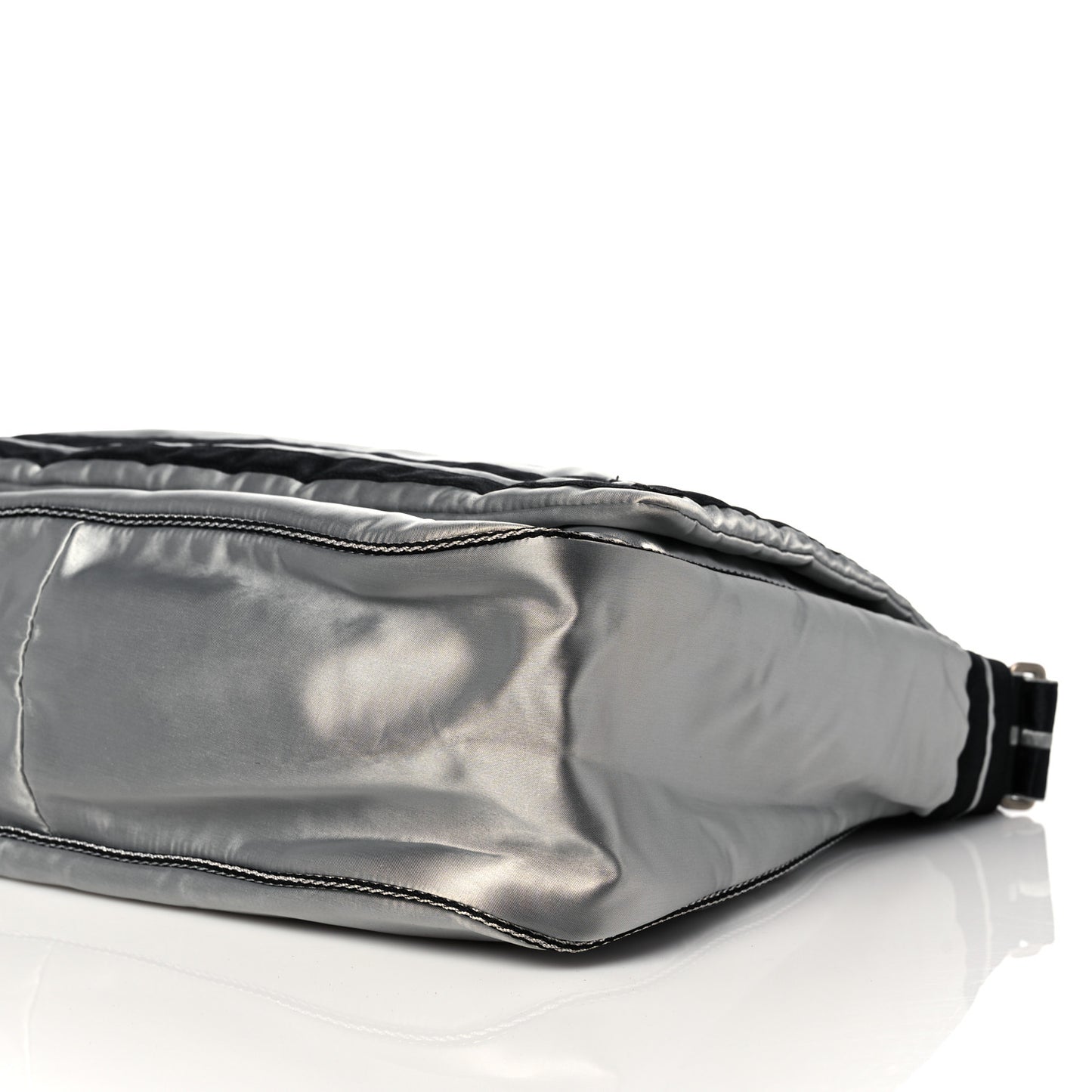 Metallic Nylon Sport CC Messenger Dark Silver