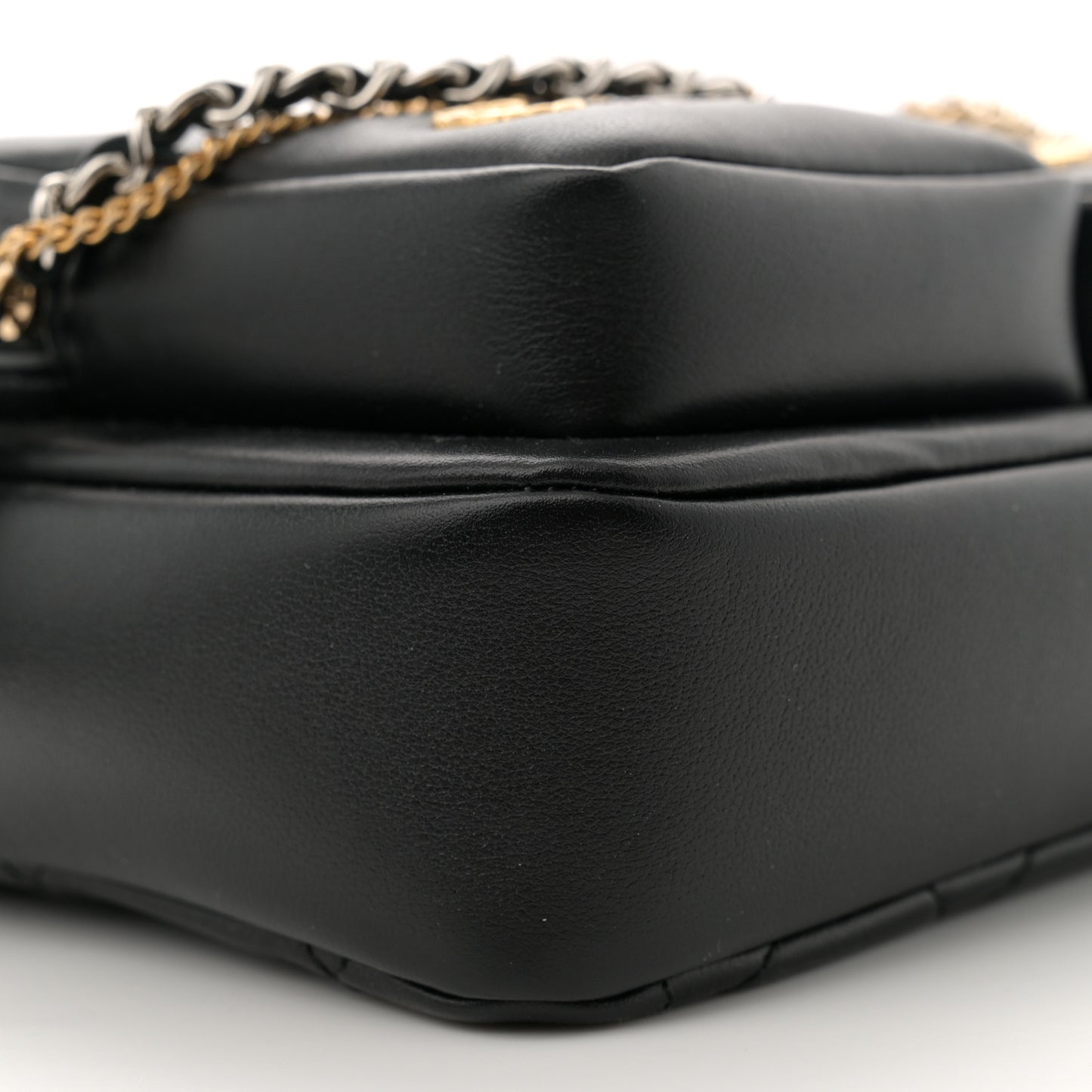 Calfskin Quilted Small Camera Case Black