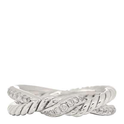 David Yurman Sterling Silver Diamond Continuance Band Ring 54 7 1 of 4