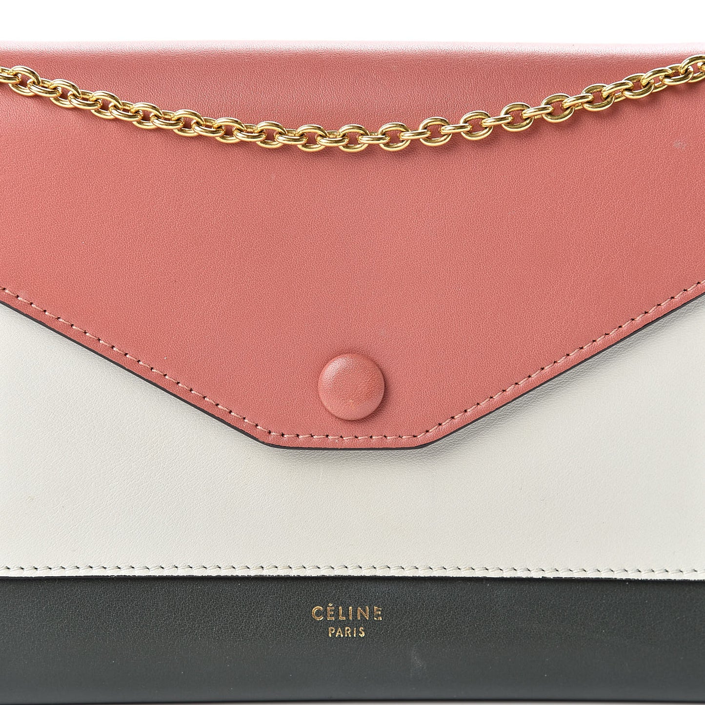 Shiny Calfskin Clutch On A Chain Multicolor