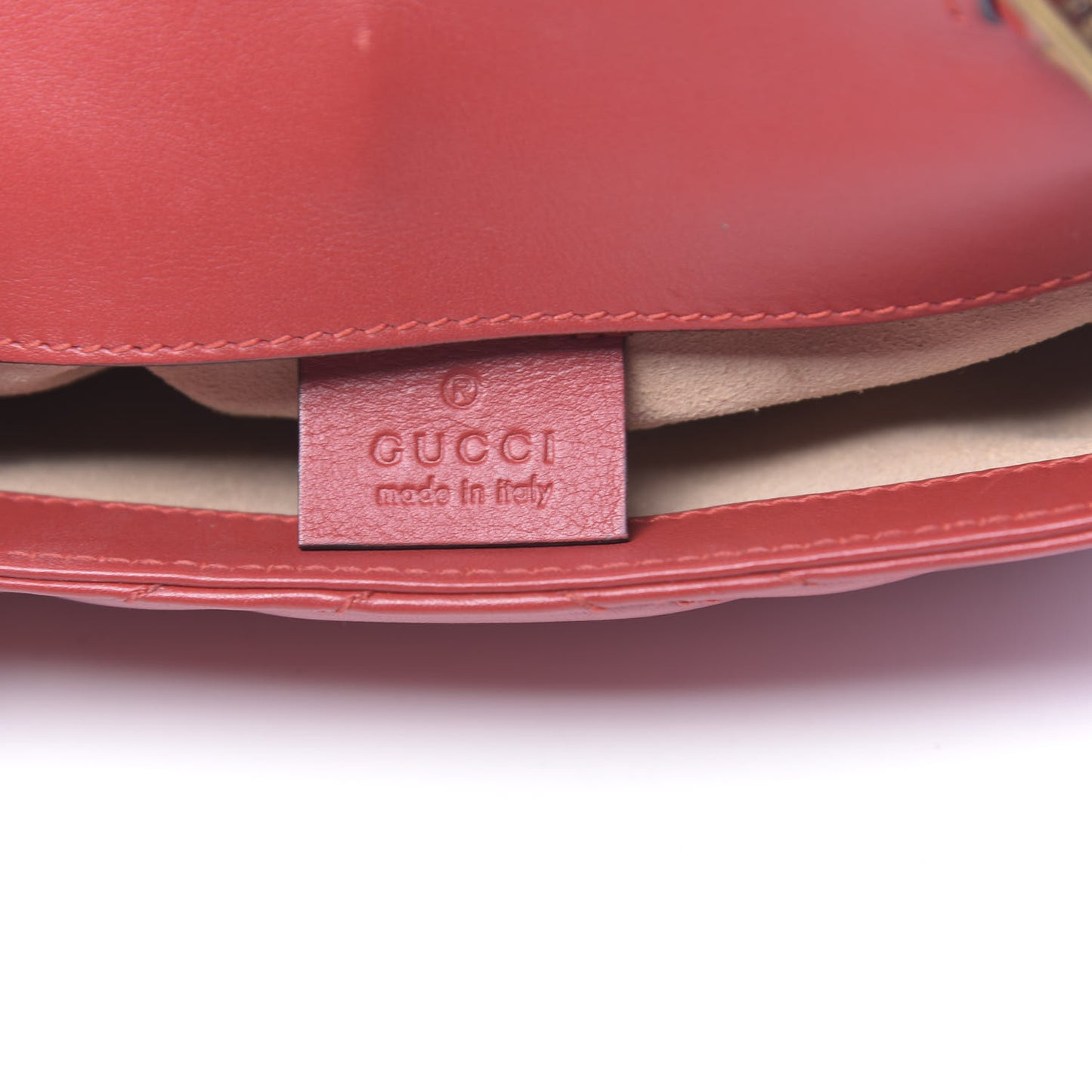 Calfskin Matelasse Super Mini GG Marmont Shoulder Bag Hibiscus Red