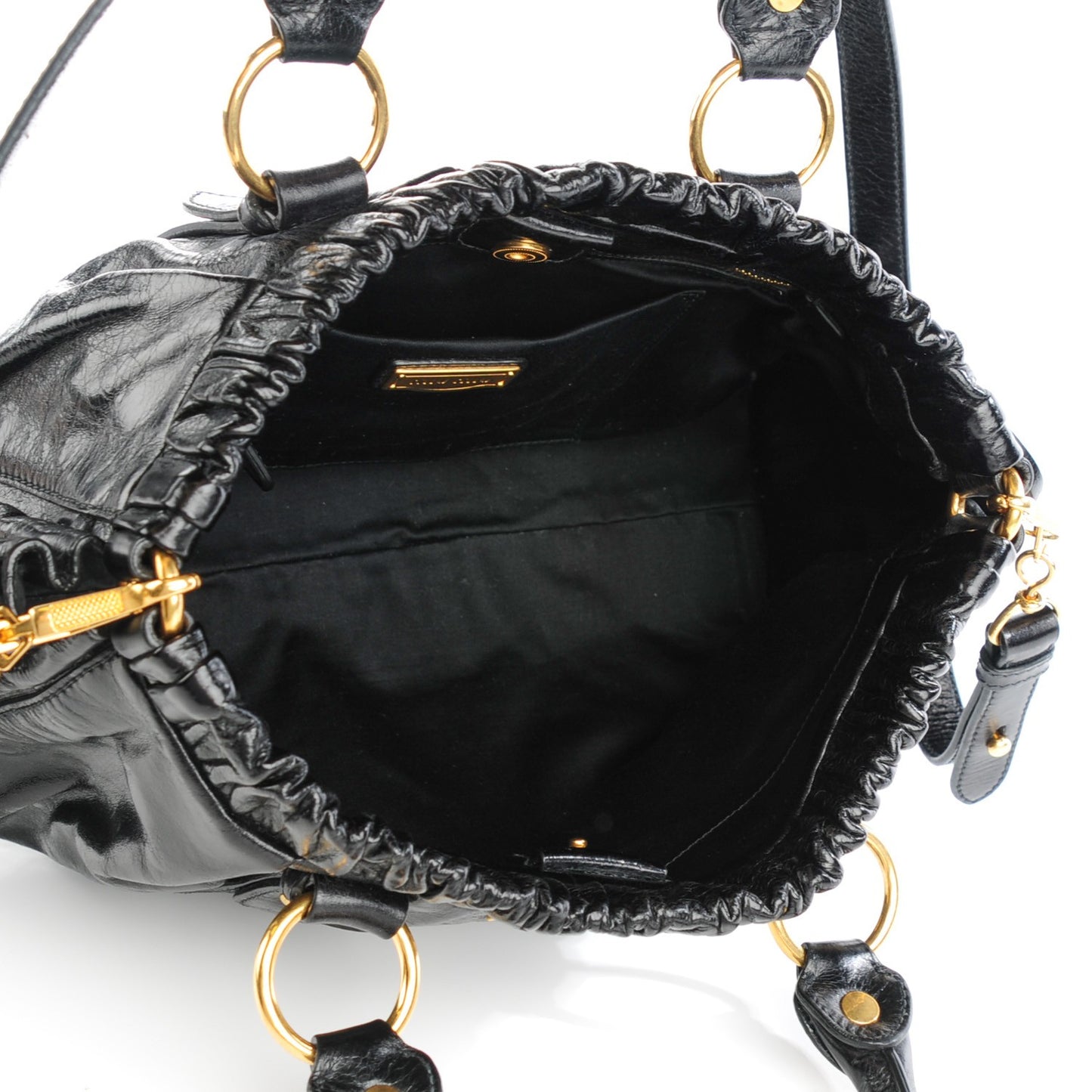Vitello Lux Gathered Tote Black