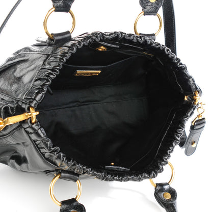 Miu Miu Vitello Lux Gathered Tote Black 5 of 8