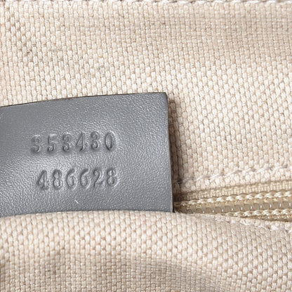 Gucci GG Supreme Monogram Selleria Calfskin Medium Satchel Messenger Bag Ecru Grigio 9 of 10
