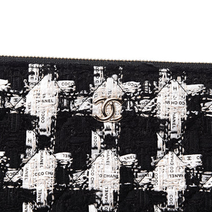 Chanel Tweed Quilted Medium Cosmetic Pouch Black Ecru White 9 of 10