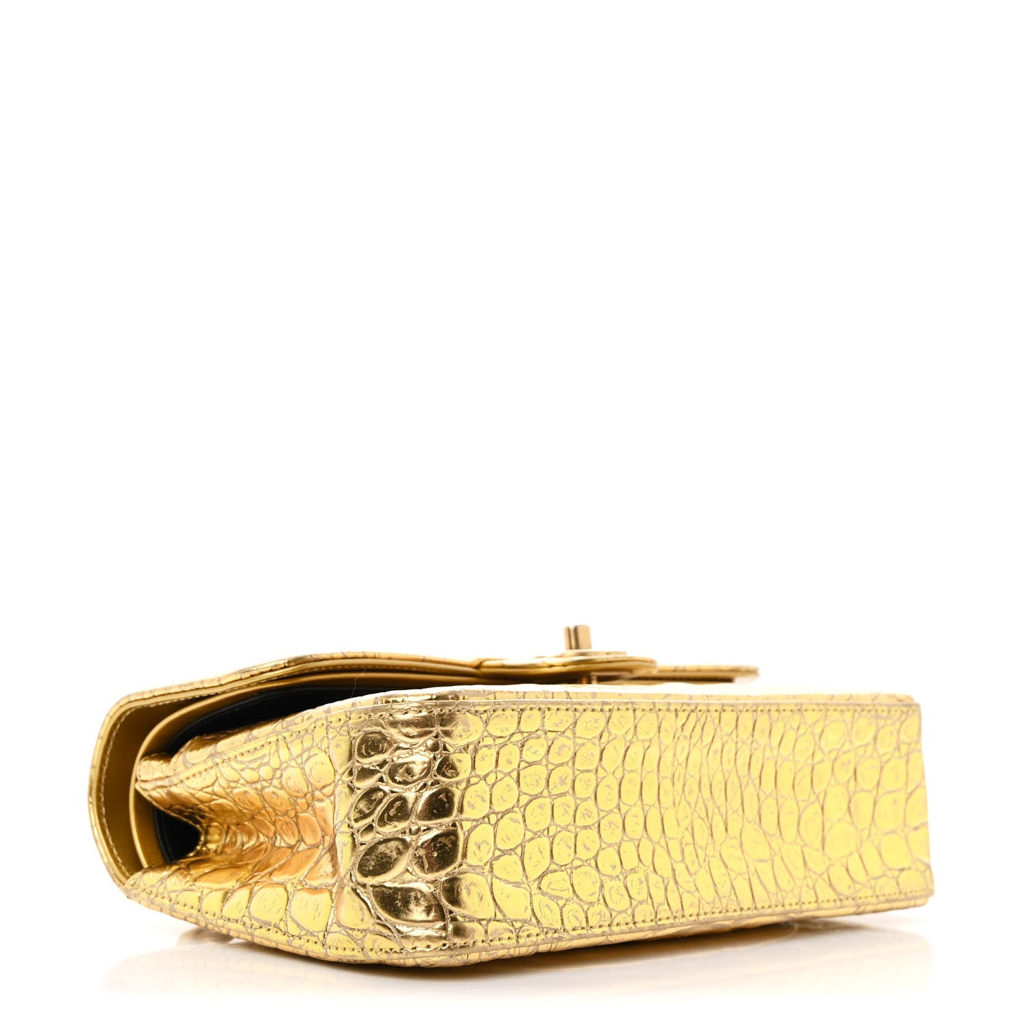 Chanel Metallic Calfskin Crocodile Embossed Crocodile Rectangular Small Flap Gold 4 of 11