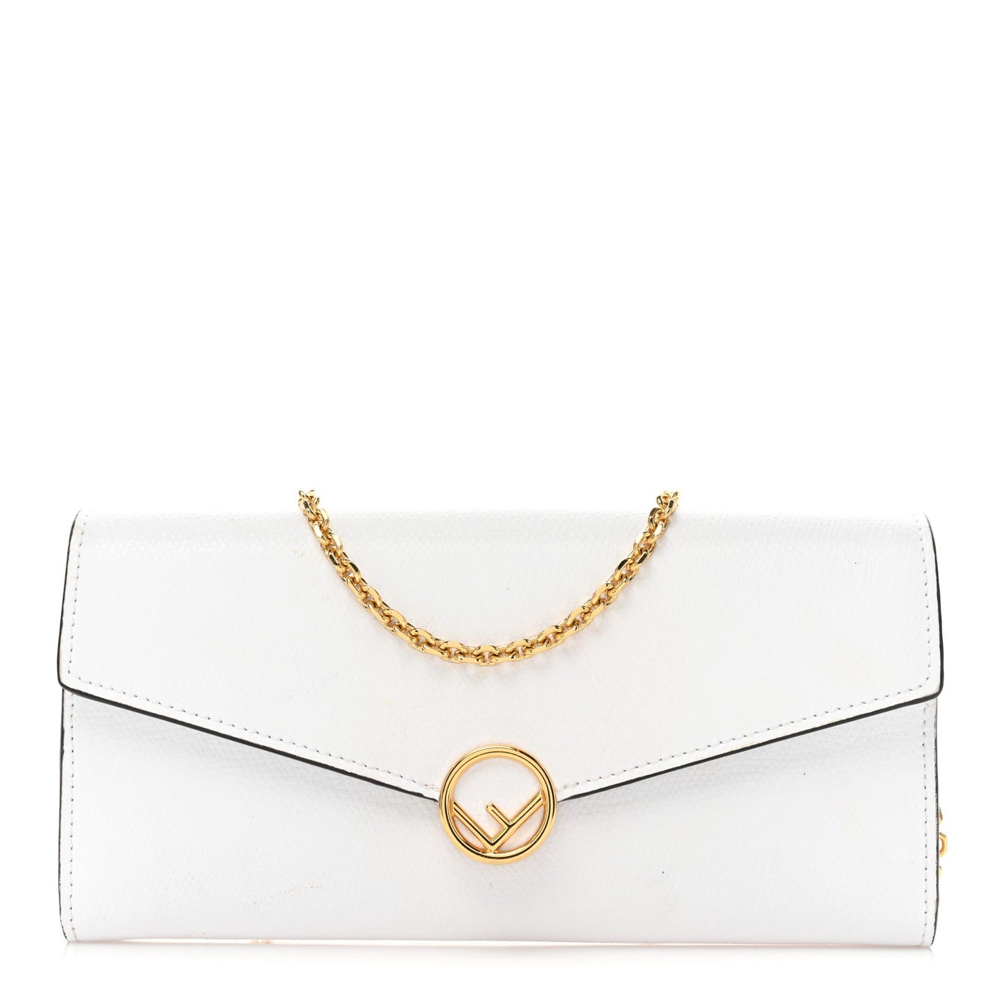 Vitello Cruise F is Fendi Continental Envelope Wallet on Chain Bianco