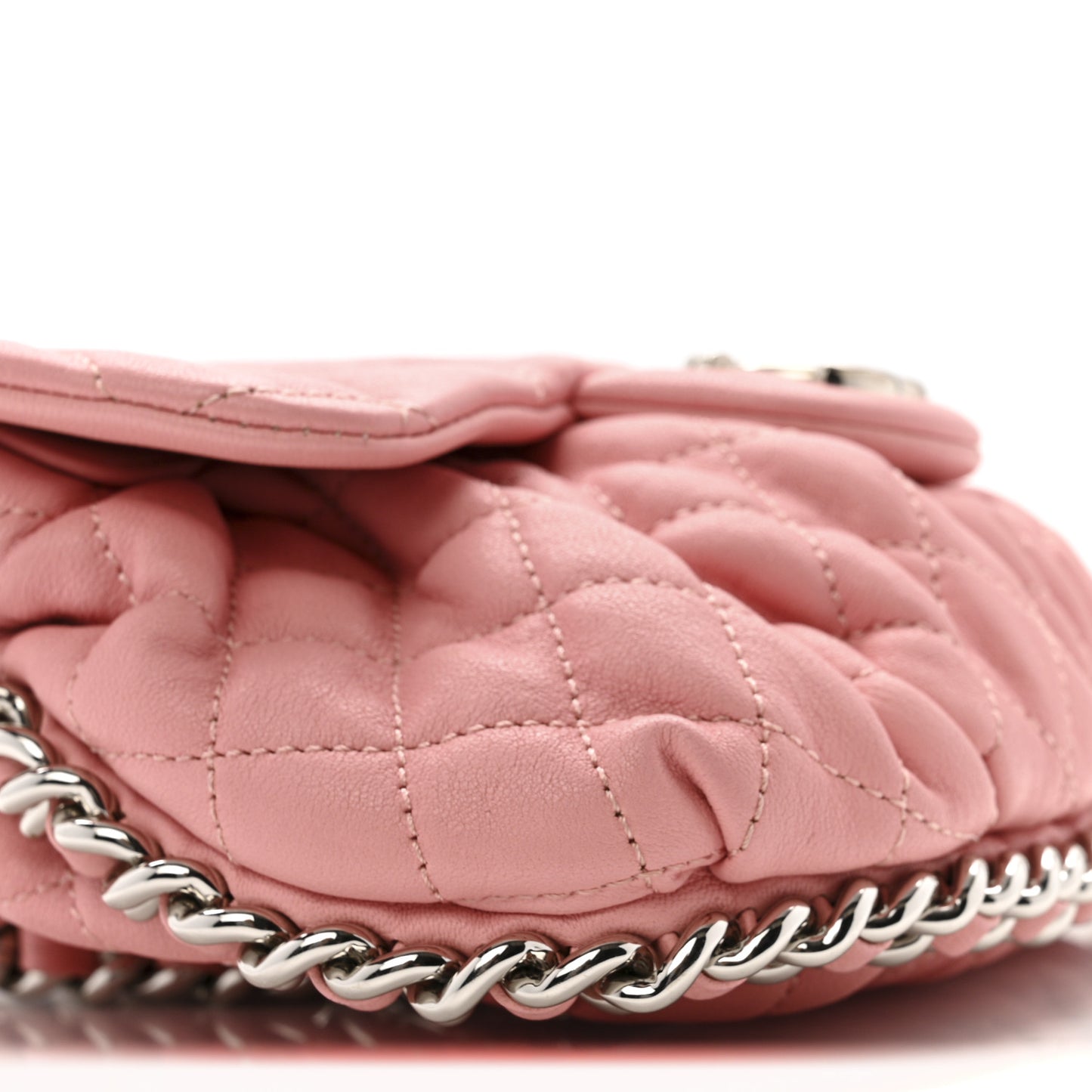 Washed Lambskin Quilted Mini Chain Around Messenger Pink