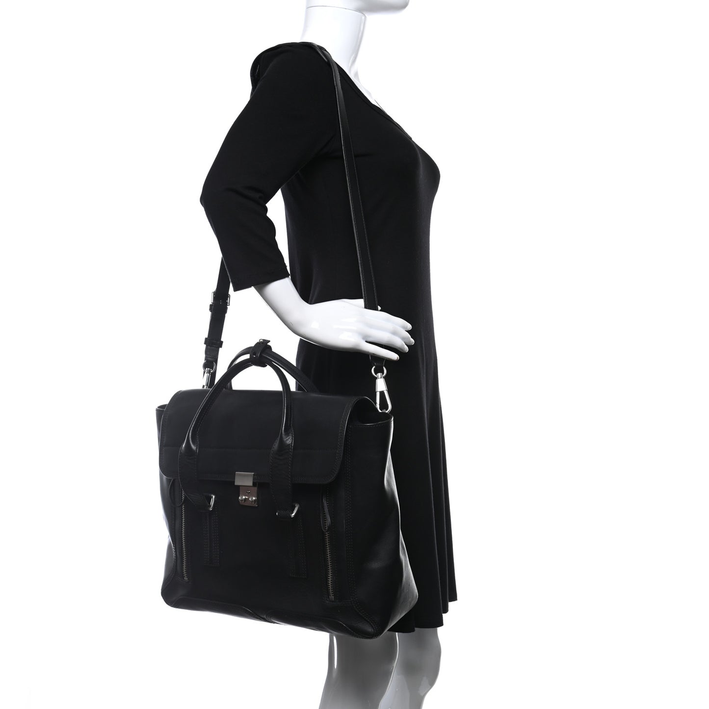Smooth Calfskin Large Pashli Satchel Black