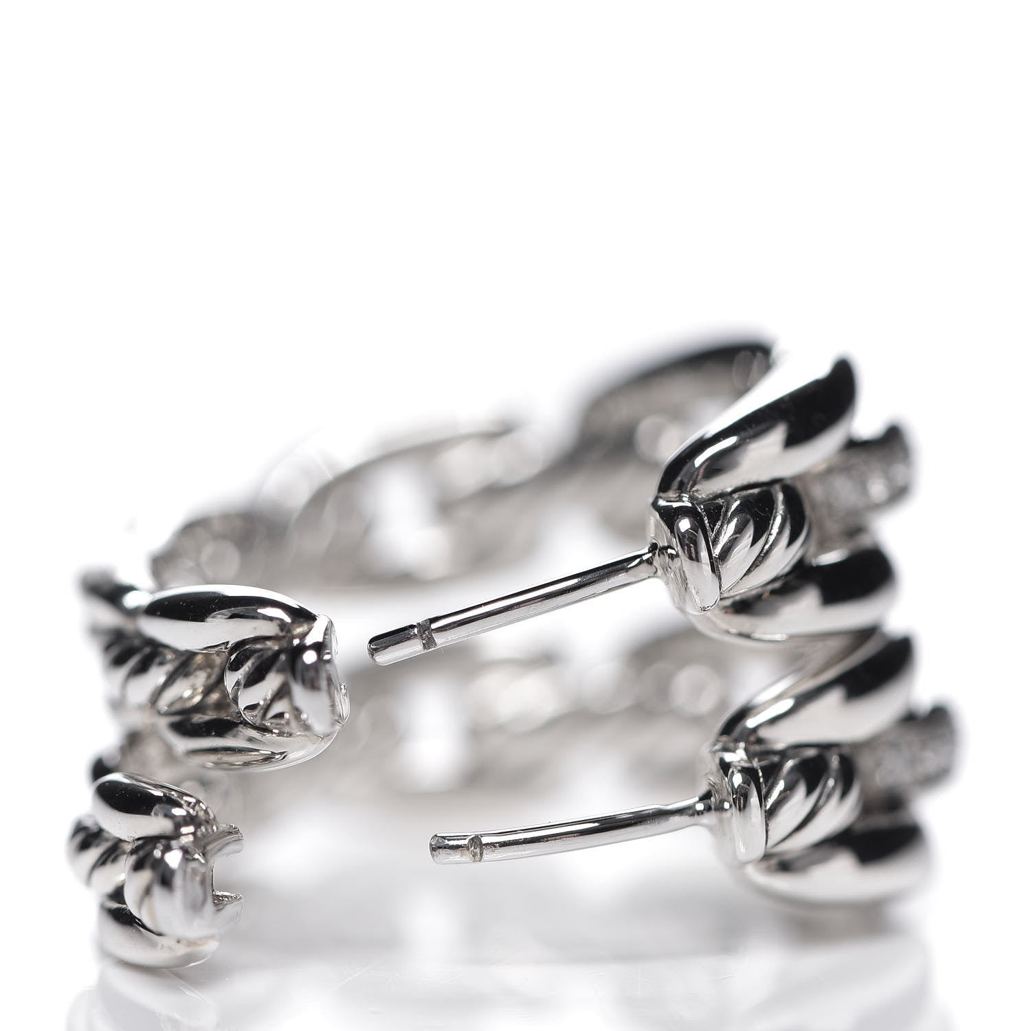 David Yurman Sterling Silver Diamond 23mm Wellesley Hoop Earrings 4 of 5