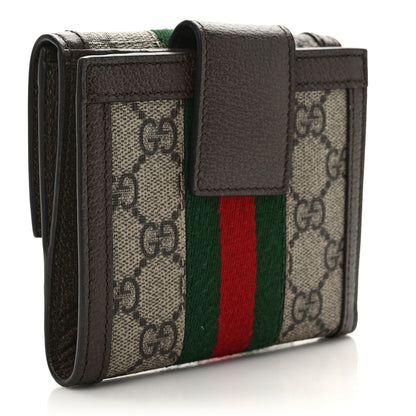 Gucci GG Supreme Monogram Web Ophidia French Flap Wallet Beige New Acero 3 of 8