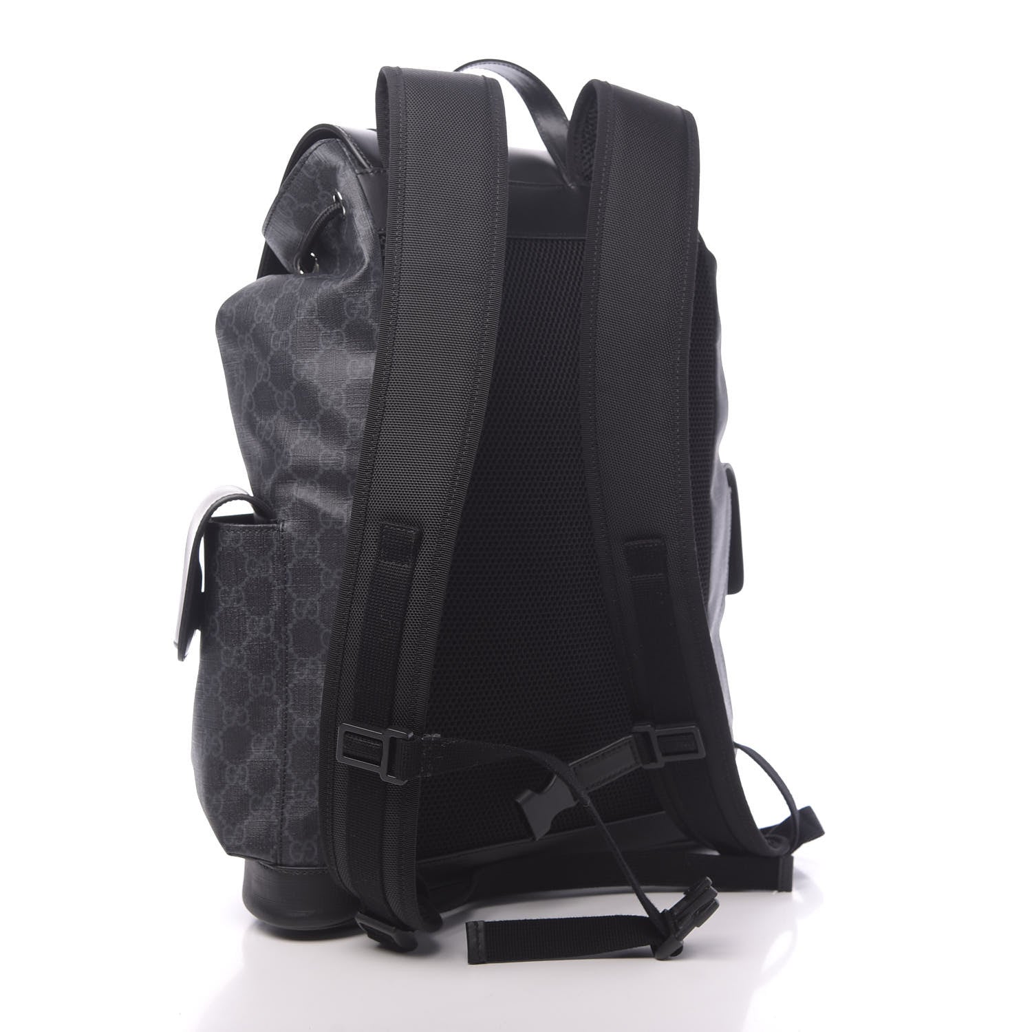 Gucci Soft GG Supreme Monogram Appia Calfskin Web Double Buckle Backpack Black 2 of 9