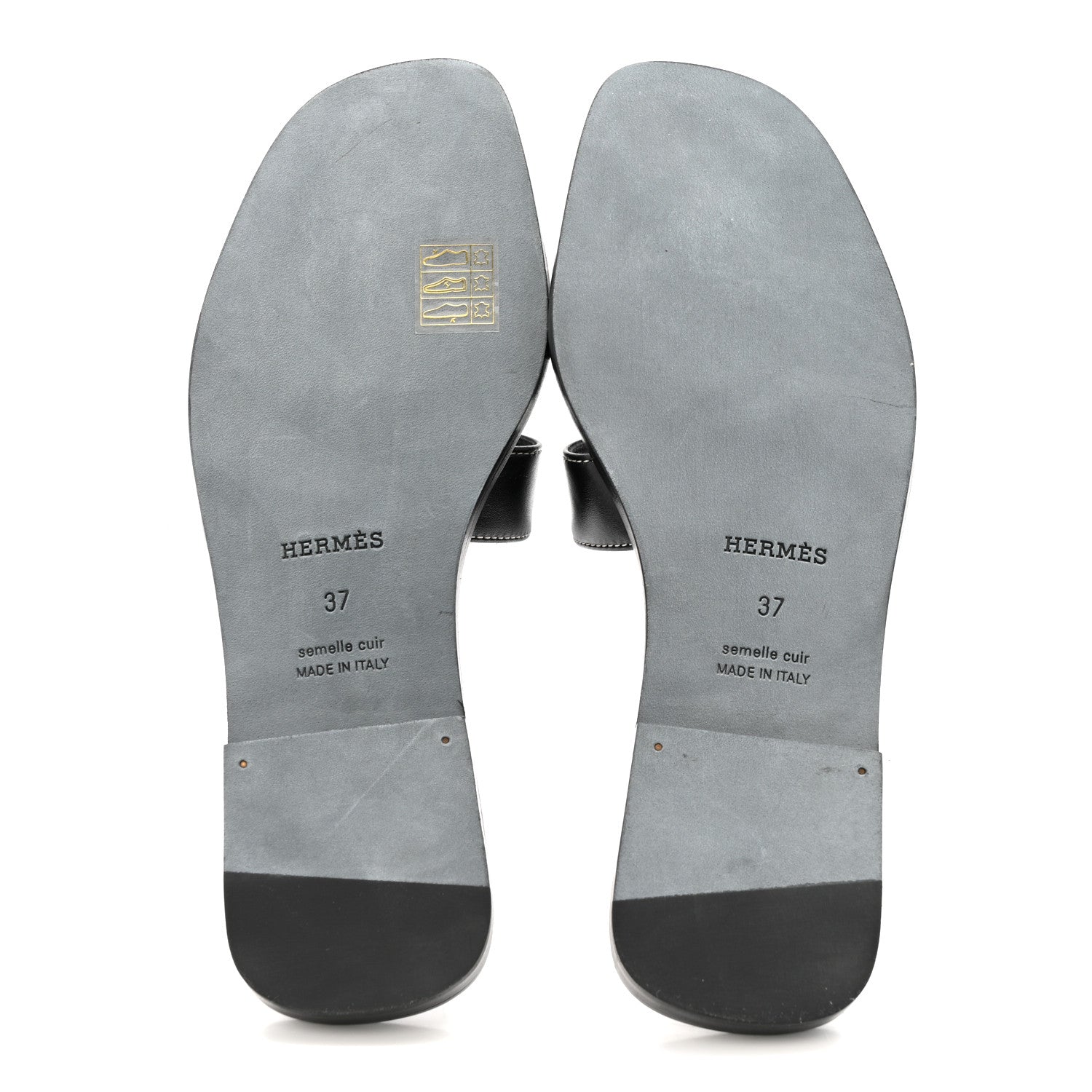 Hermes Box Calfskin Oran Sandals 37 Black 12 of 20