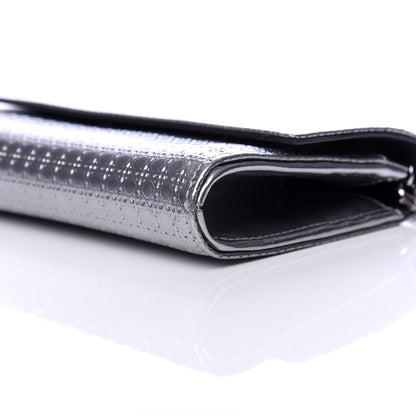 Christian Dior Metallic Patent Micro-Cannage Lady Dior Croisiere Chain Wallet Silver 6 of 8
