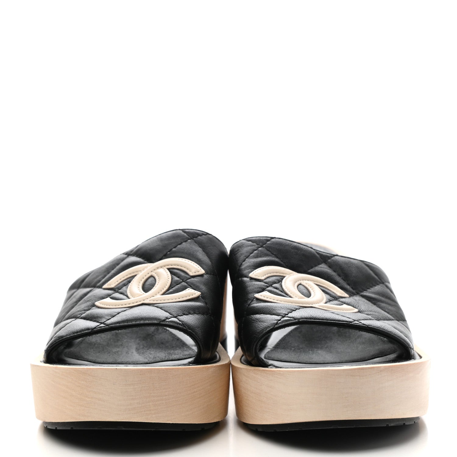 Chanel Lambskin CC Flat Slide Sandals 38 Black 2 of 9