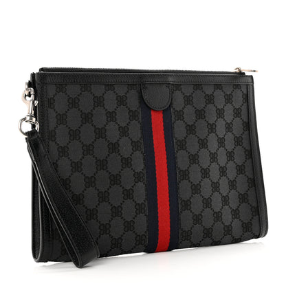 Gucci X BALENCIAGA BB Supreme Monogram Web Ophidia Laptop Pouch Black 3 of 7