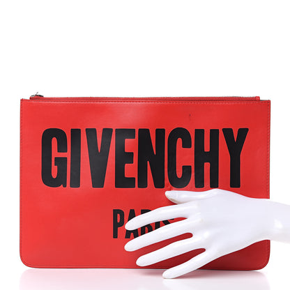 Givenchy Calfskin Logo Zip Pouch Red 2 of 13