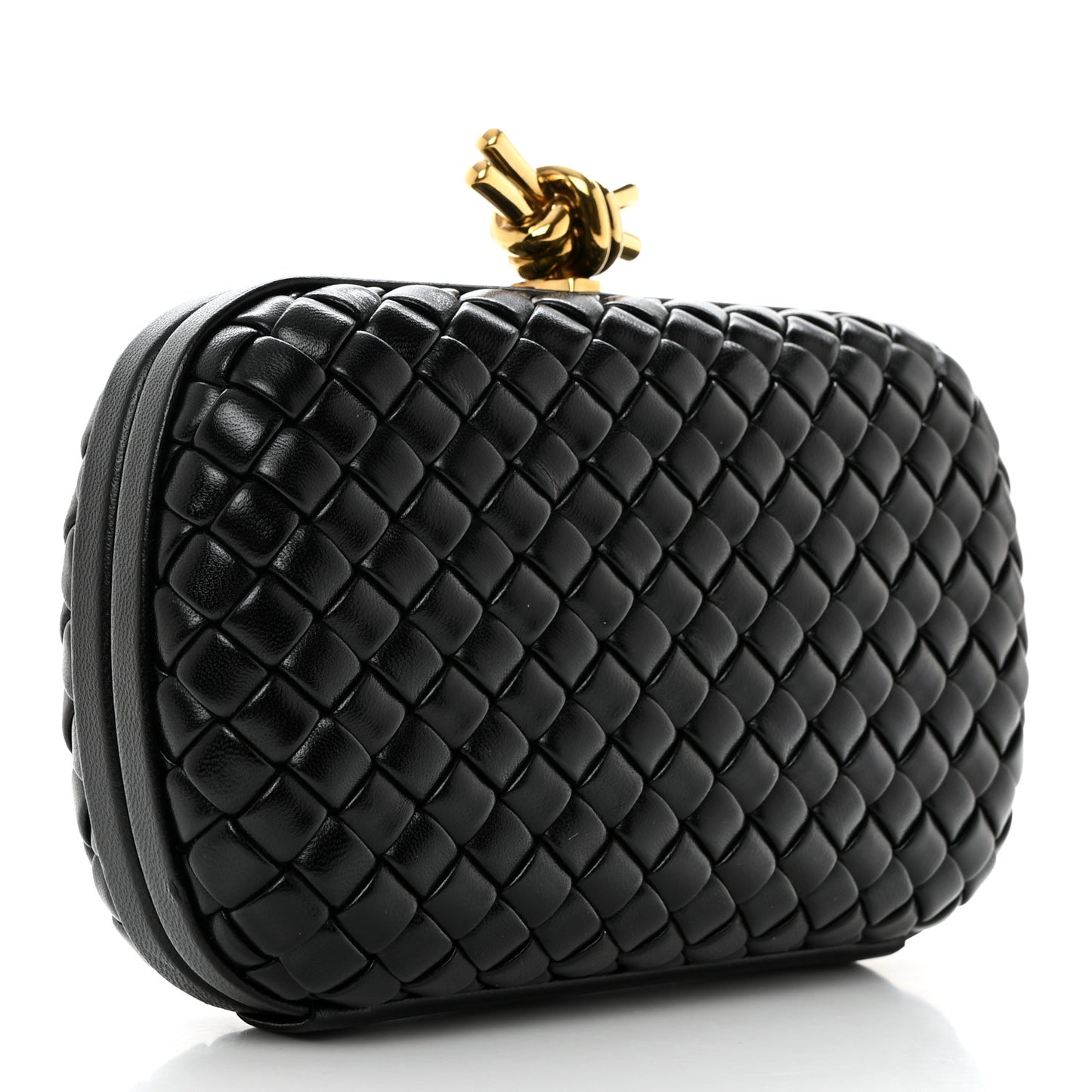 Nappa Intrecciato Knot Clutch Black