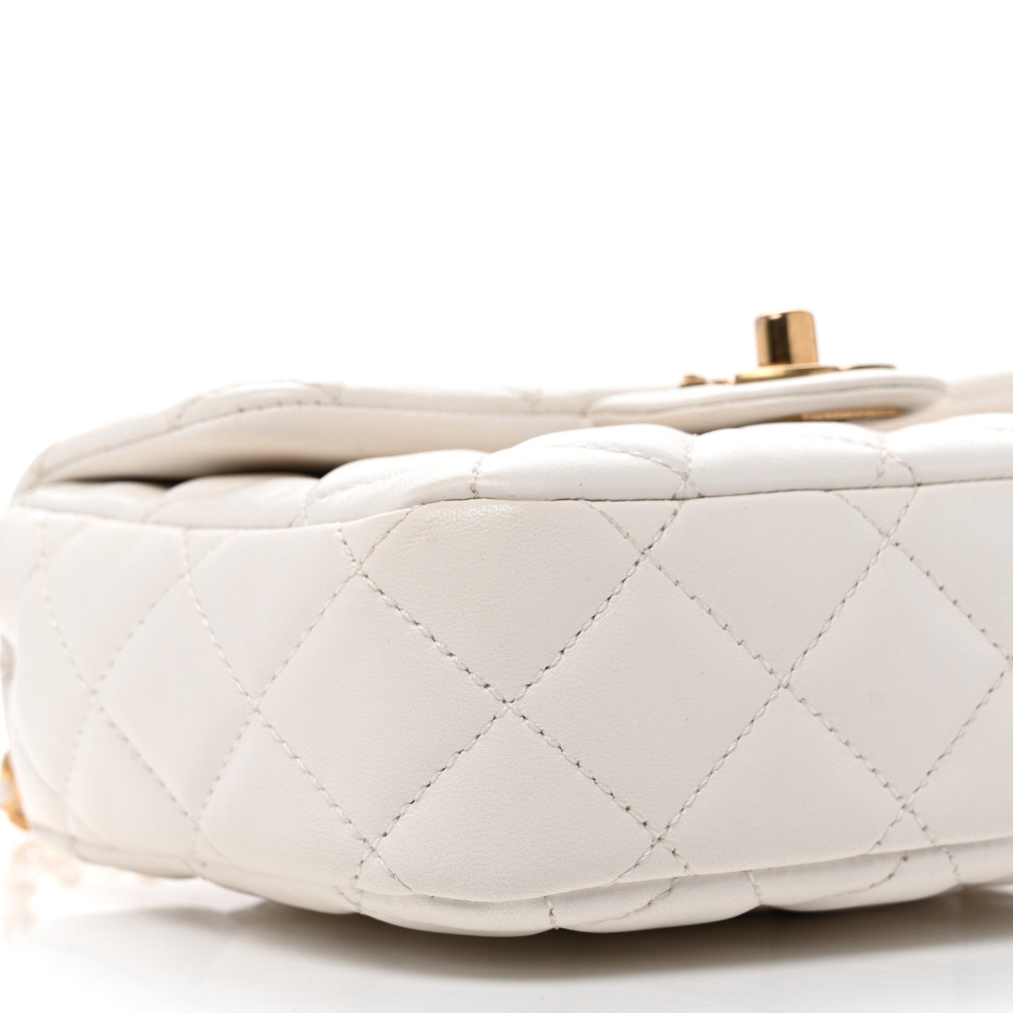 Lambskin Enamel Quilted Mini Coco Hearts Square Flap White