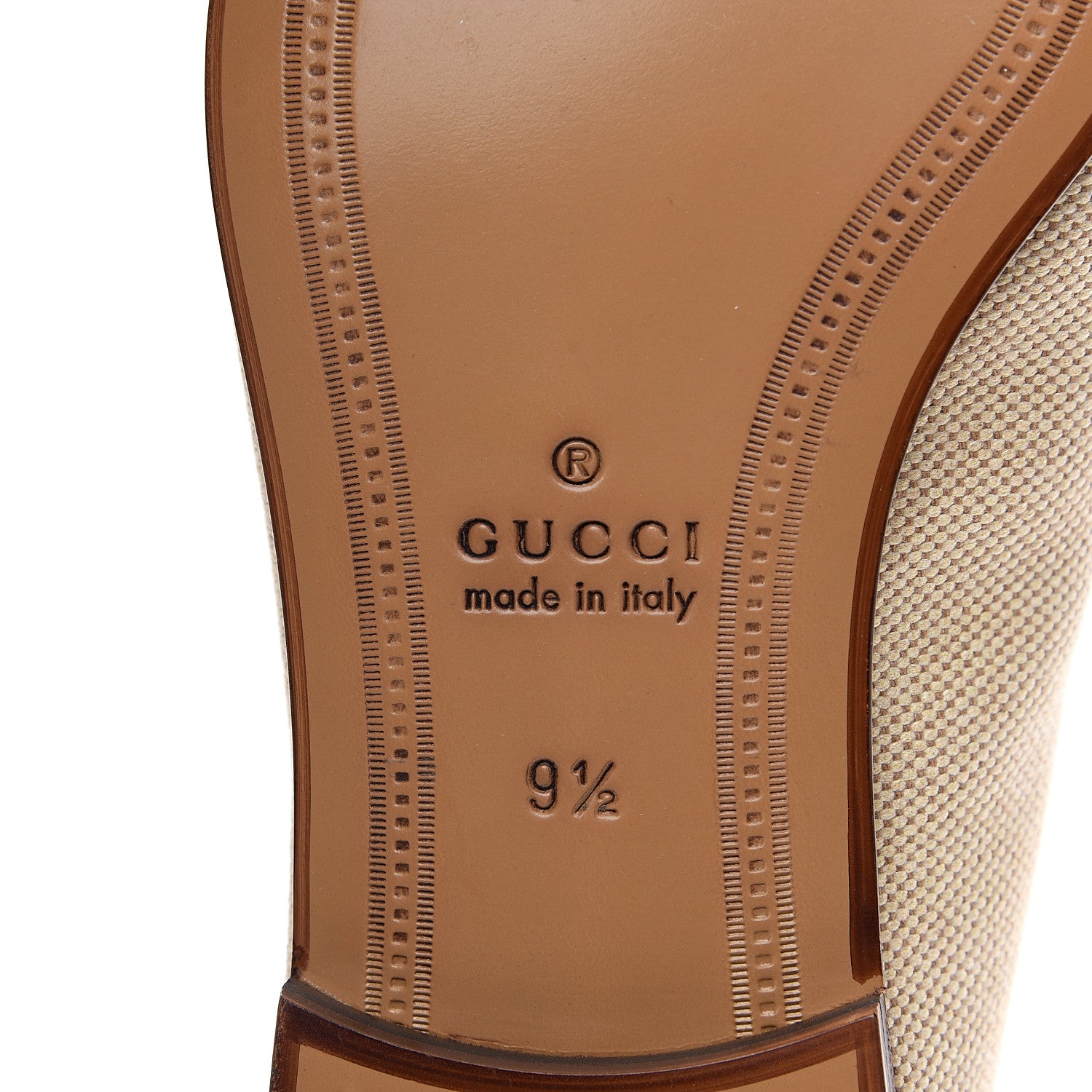 Gucci Canvas Web Mens Brixton Horsebit Loafers 9.5 Sand Light Cuir 8 of 9
