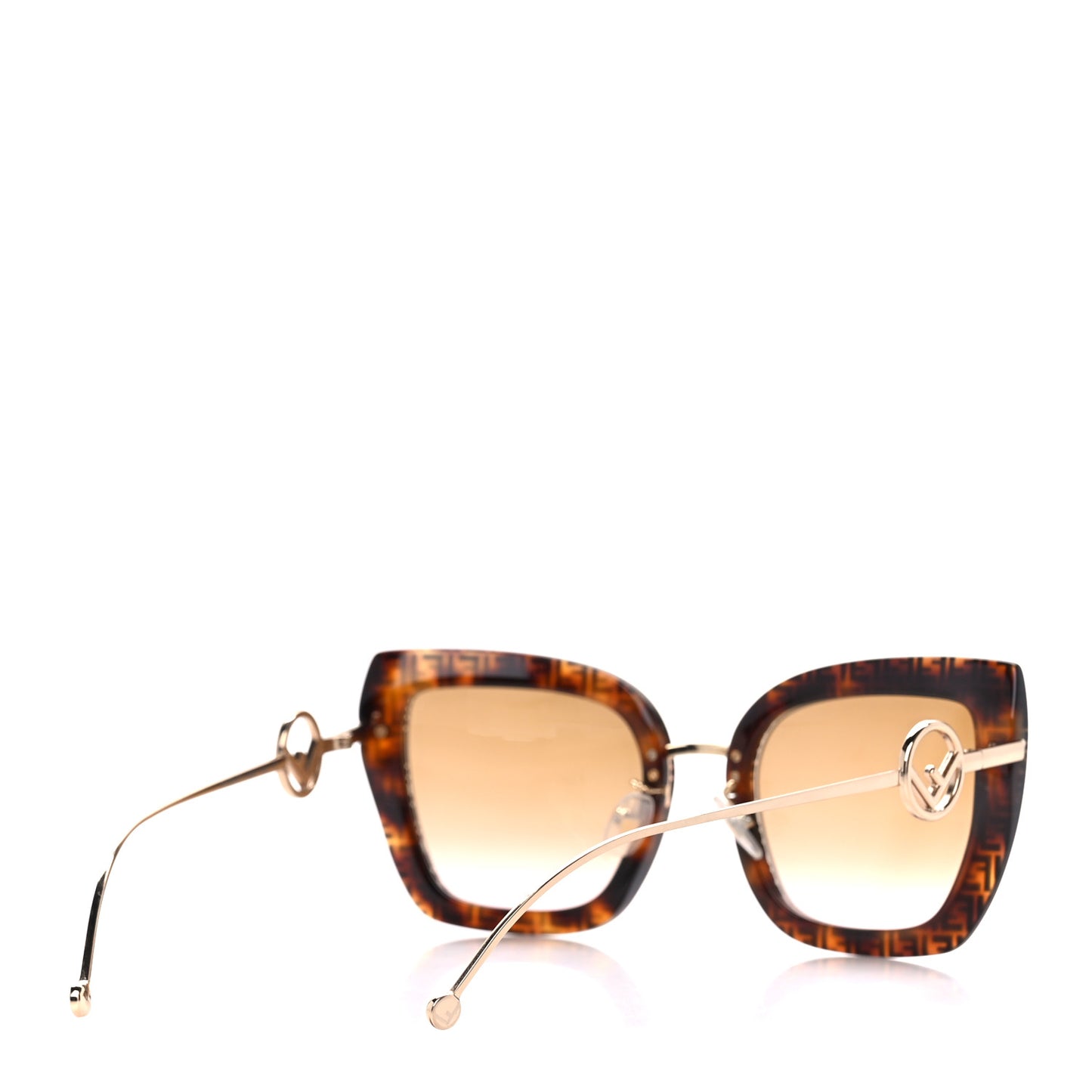 Acetate Metal F is Fendi FF Square Cat Eye Sunglasses FF 0424/F/S Havana