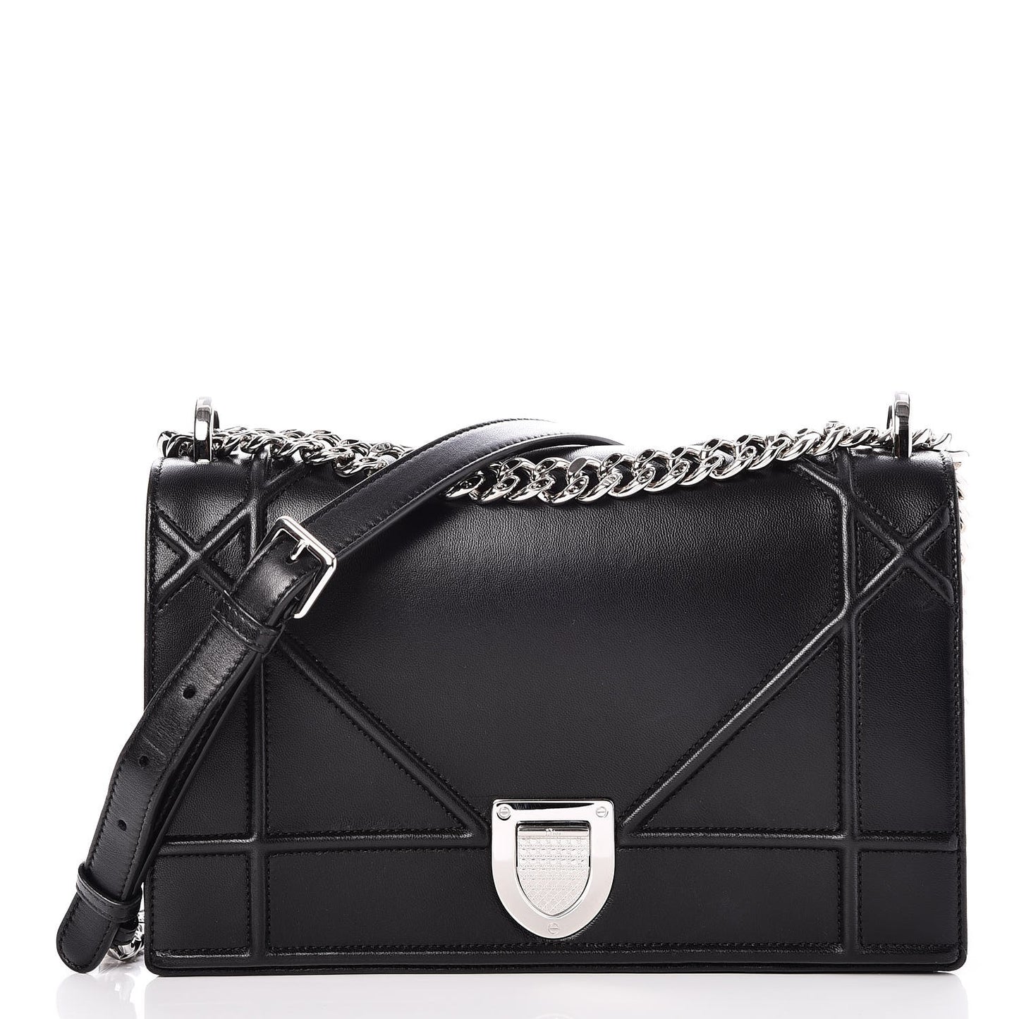 Lambskin Medium Diorama Flap Bag Black
