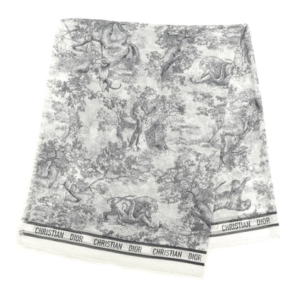 Christian Dior Wool Cashmere Silk Dioriviera Toile De Jouy Stole Grey 1 of 3