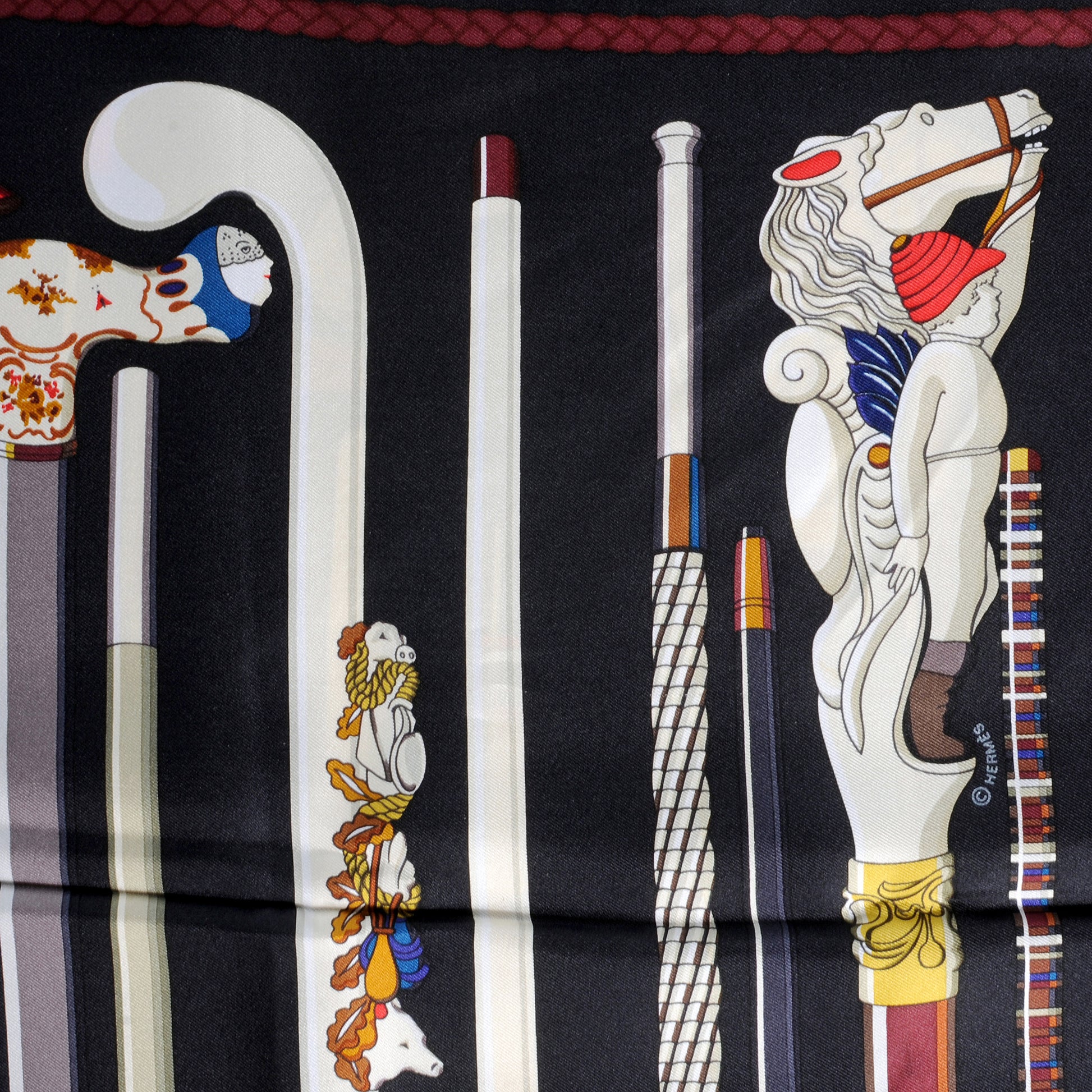 Hermes Silk Les Cannes Scarf 90 1 of 8