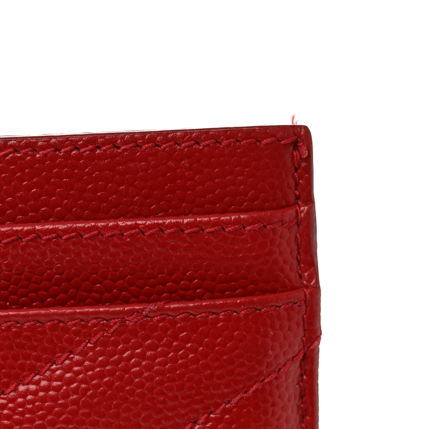 Grain De Poudre Matelasse Chevron Monogram Credit Card Case New Red