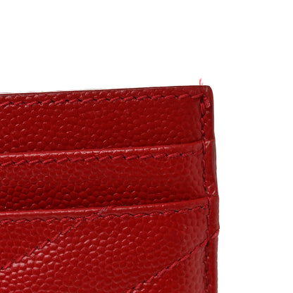Saint Laurent Grain De Poudre Matelasse Chevron Monogram Credit Card Case New Red 7 of 7