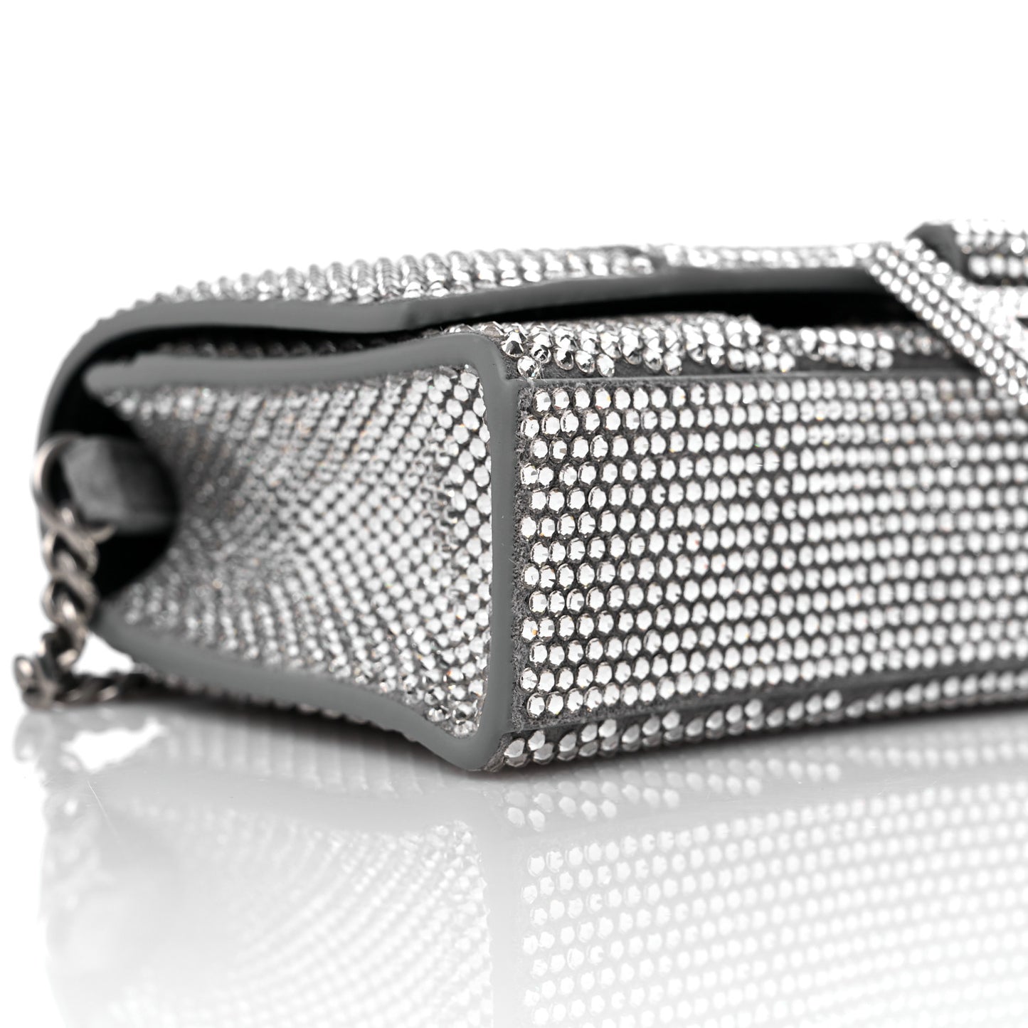 Strass Suede Hourglass Chain Bag Smoke Grey Crystal