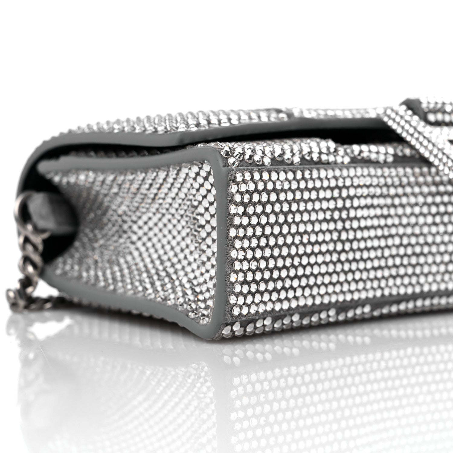 Balenciaga Strass Suede Hourglass Chain Bag Smoke Grey Crystal 7 of 9