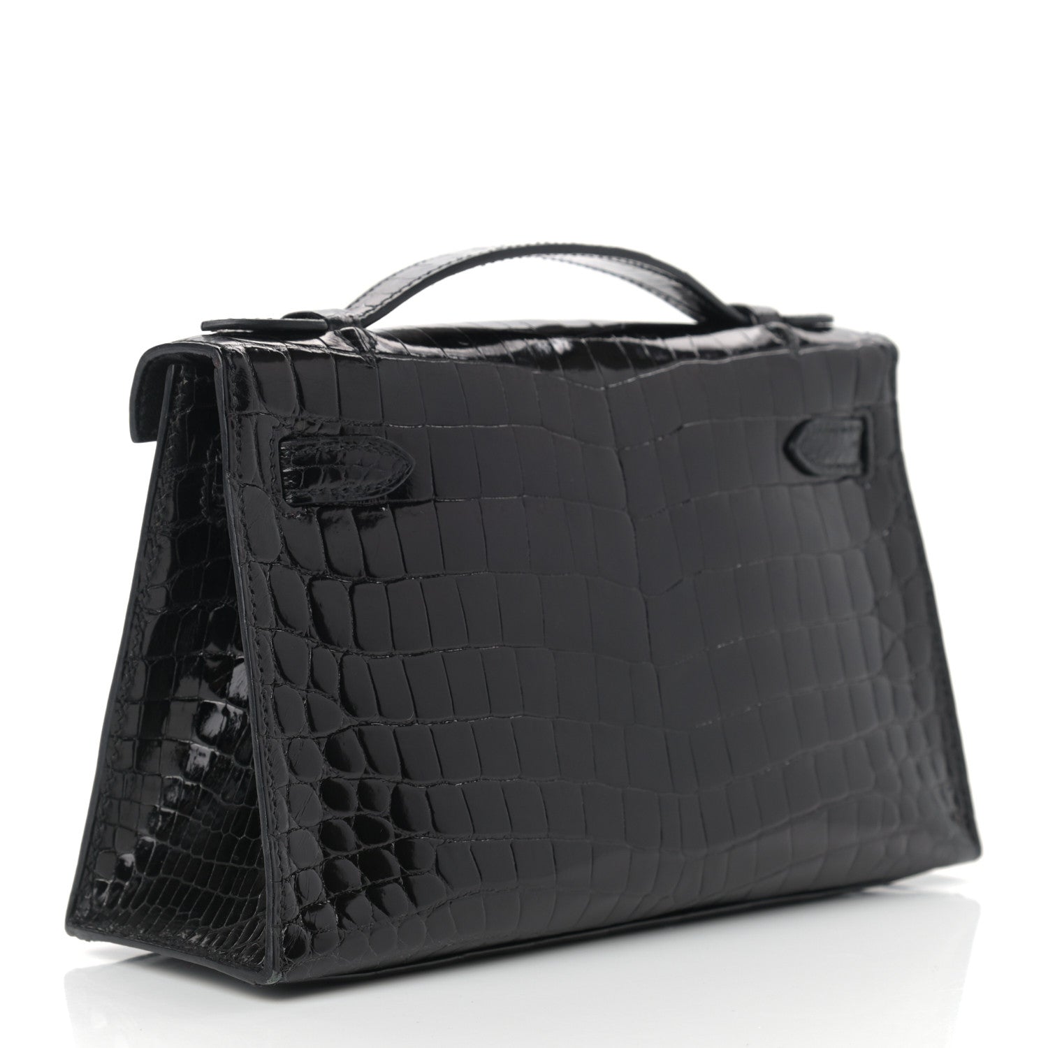 Hermes Shiny Niloticus Crocodile Kelly Pochette Black 3 of 11