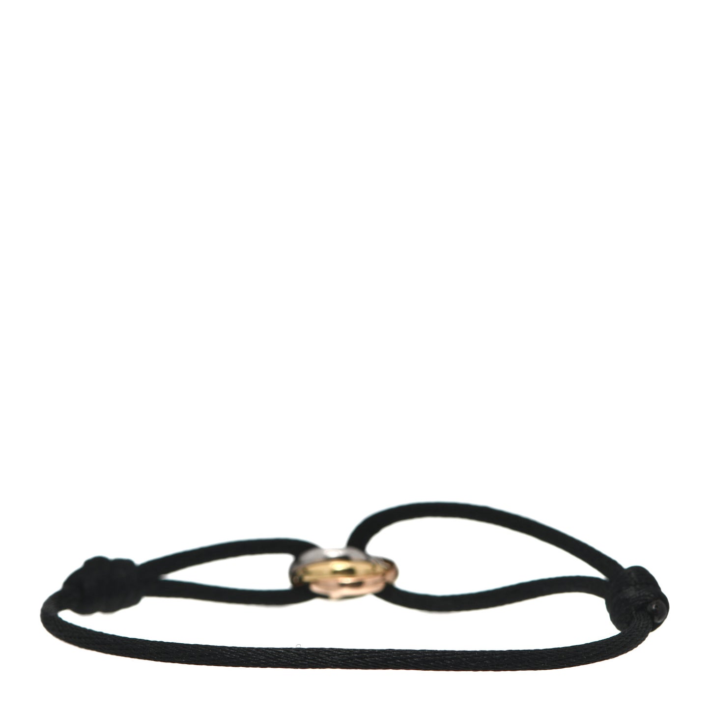 18K Pink Yellow White Gold Trinity Adjustable Cord Bracelet Black