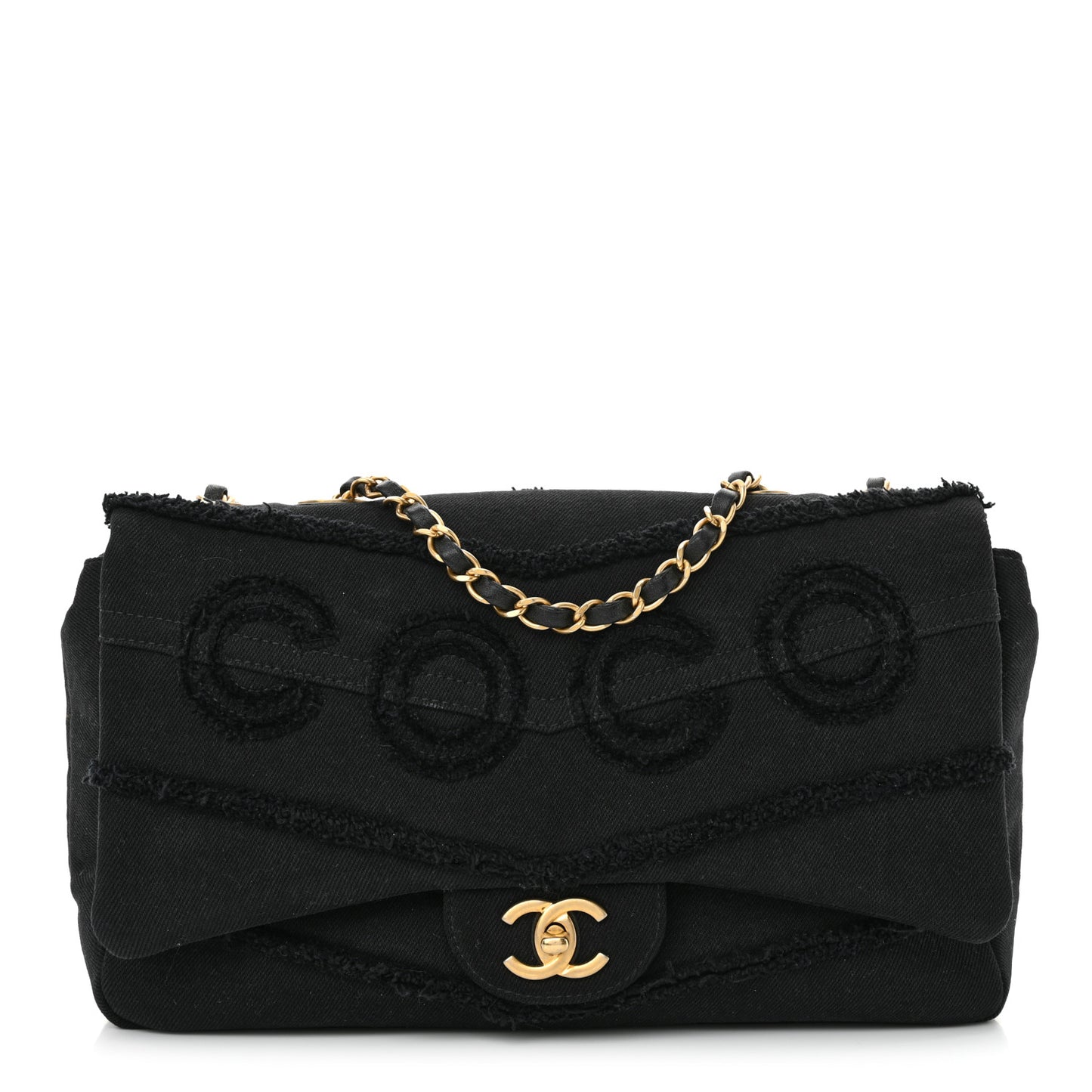 Denim Coco Jumbo Single Flap Black