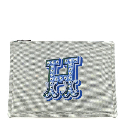Hermes Toile H Electrique Flat Case Bleu Outremer Sapin 1 of 7