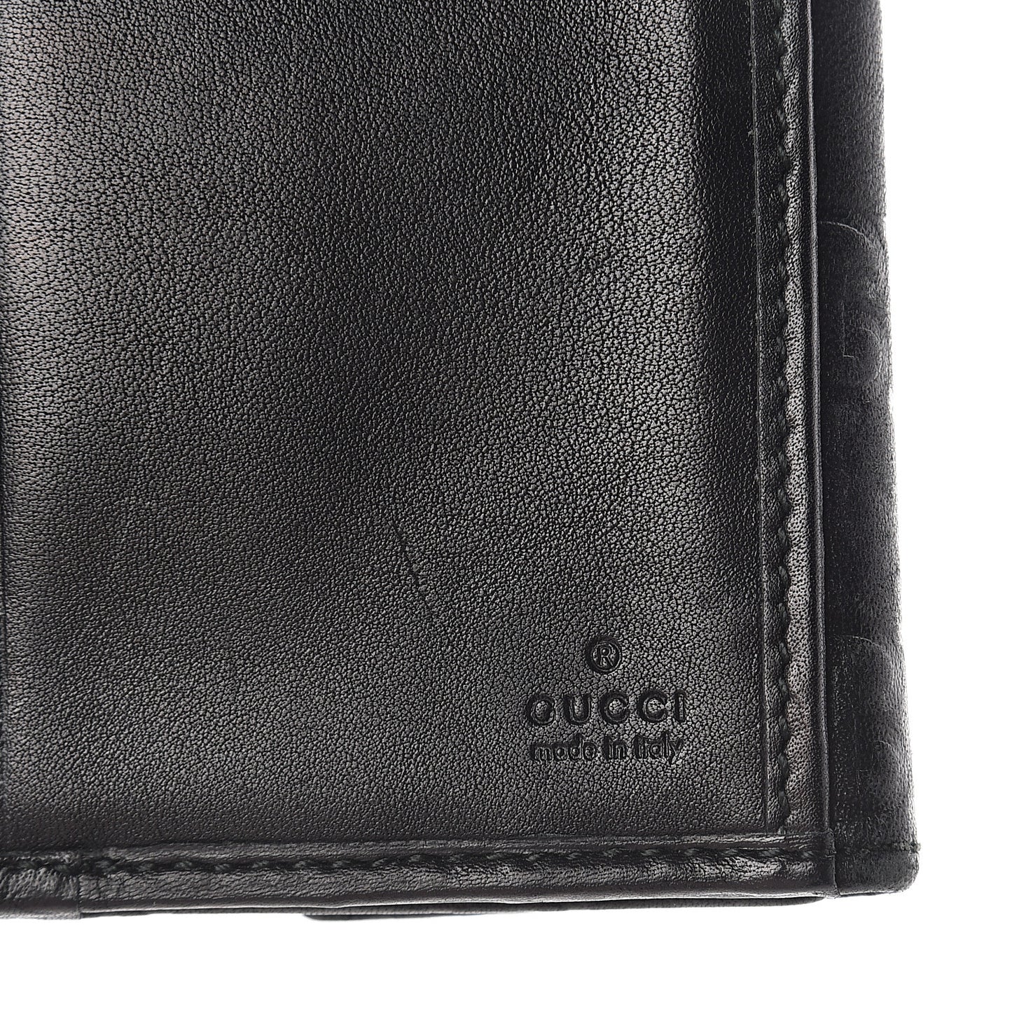 Guccissima Margaux Calfskin Metal Bar Continental Flap Wallet Black