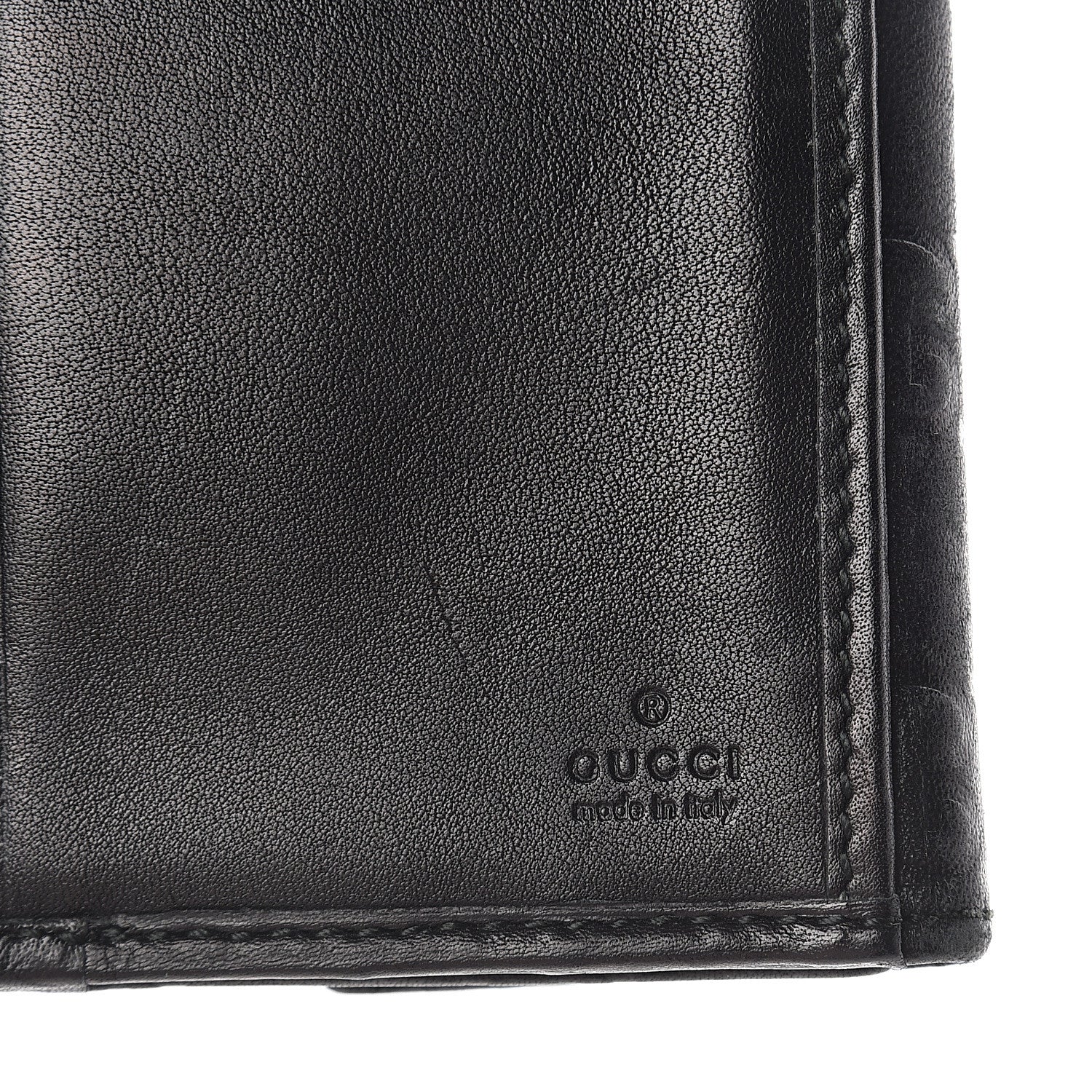 Gucci Guccissima Margaux Calfskin Metal Bar Continental Flap Wallet Black 5 of 5